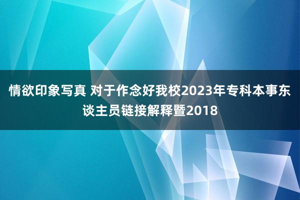 情欲印象写真 对于作念好我校2023年专科本事东谈主员链接解释暨2018